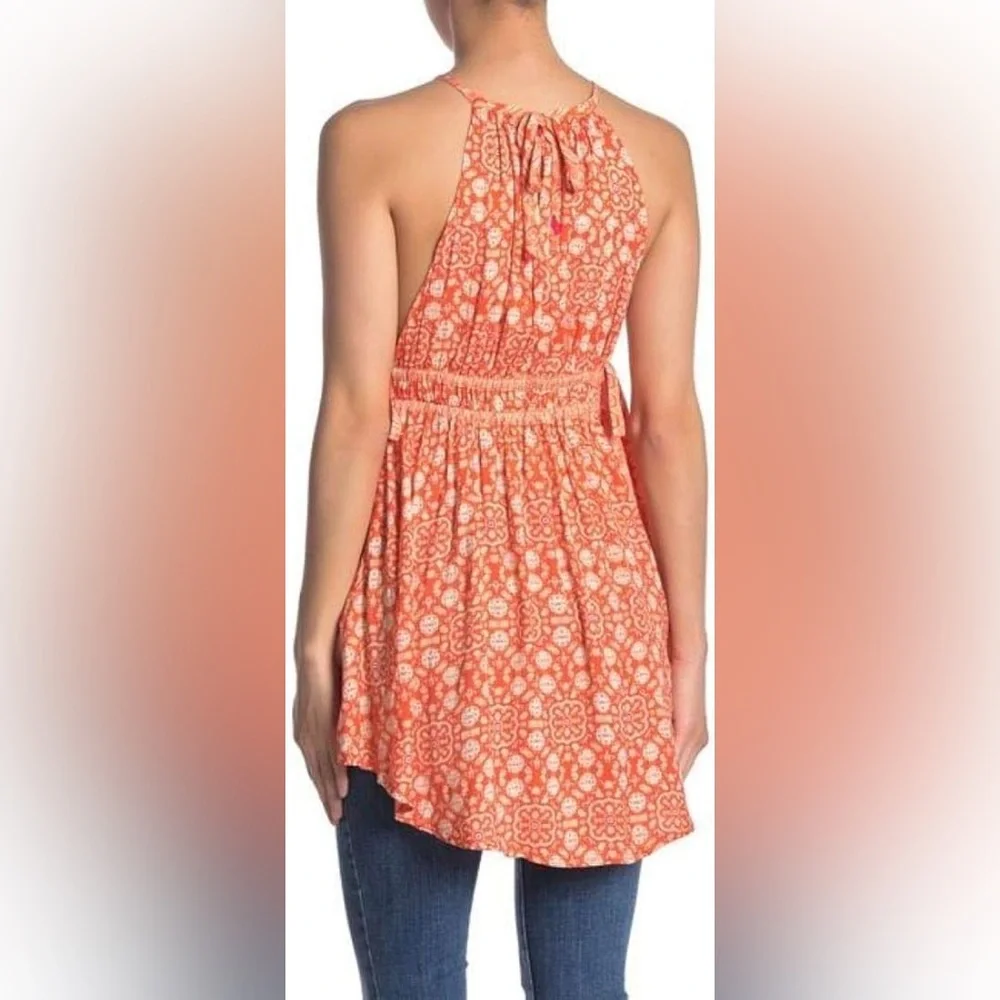 Free People Womens Mid Summers Day Printed Halter Tunic Top Large - Picture 2 of 8